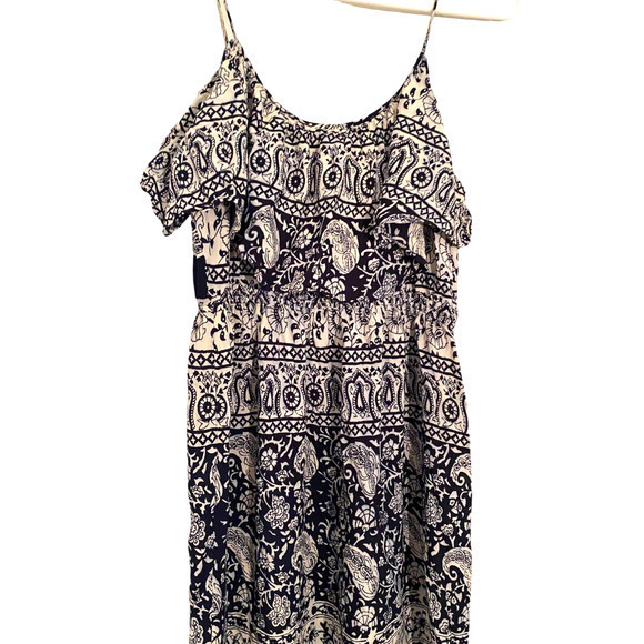 Forever 21 Los Angeles Blue Paisley Boho ‎ Spaghetti Strap Sundress Dress Size M - Picture 3 of 7